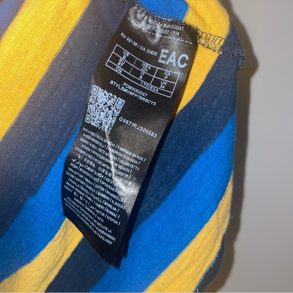 GUESS Originals Blue Yellow Striped T-Shirt Short Sleeve size small - Picture 6 of 9